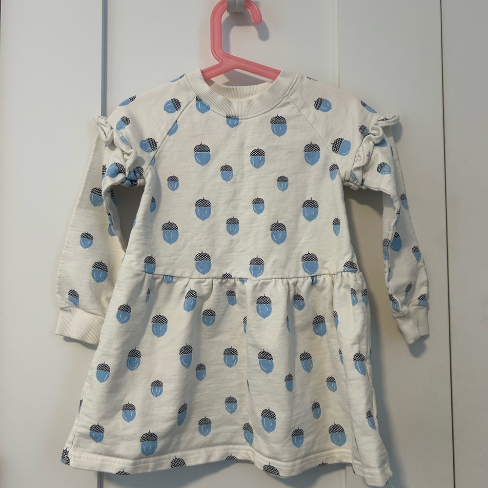Reima Blue Acorn Patterned Toddler Sweater Dress. Size 4